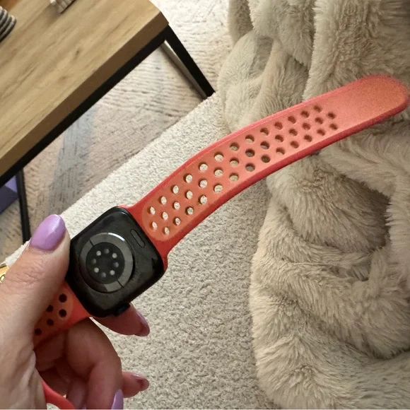 Apple Watch Series 7 with Pink and Black Band - Picture 2 of 3